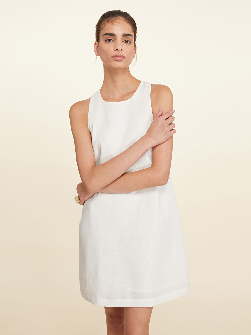 Halter Neck Linen Mini Dress -S5M642Z8-FEL
