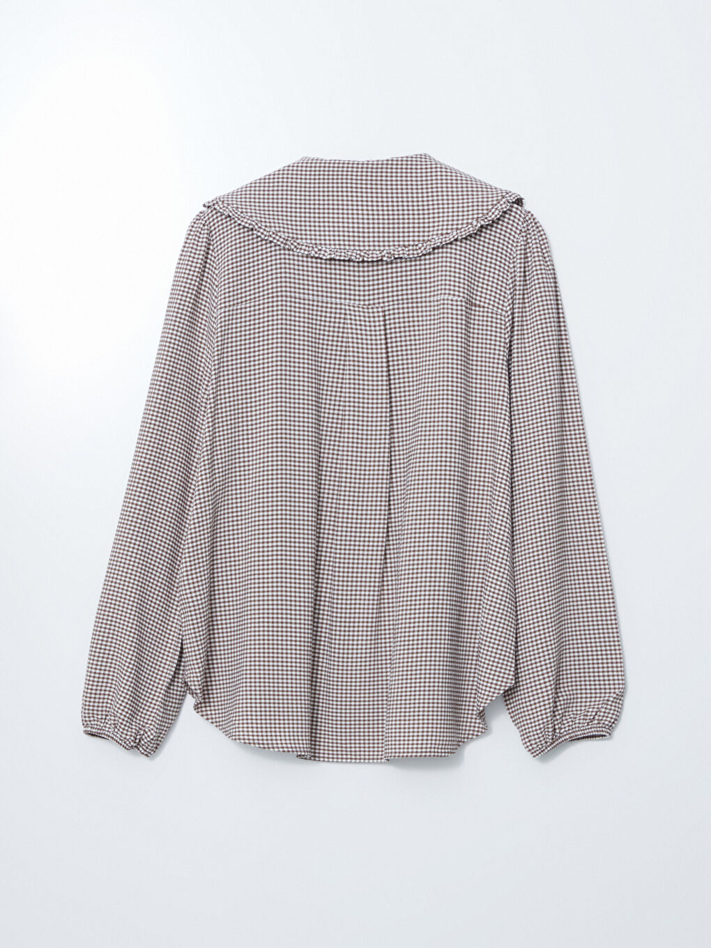 Bej Bebe Yaka Ekose Kadın Gömlek-5