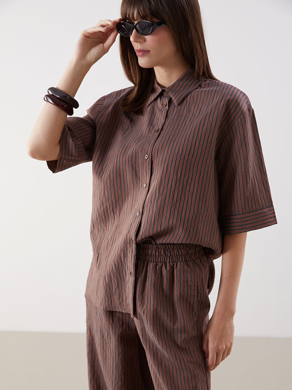 striped oversize women's shirt -S5M653Z8-LET