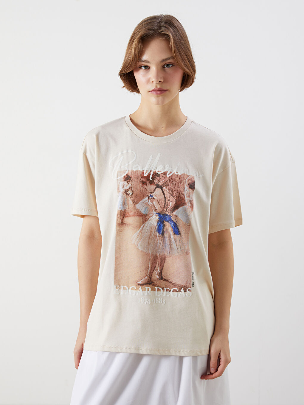 Crew Neck Ballerina Printed Women's T-Shirt -S5M662Z8-Z6B