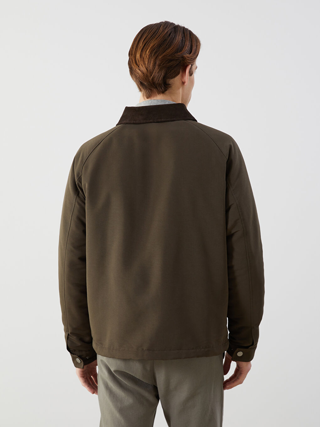 Haki Standart Kalıp Gömlek Yaka Erkek Mont-3