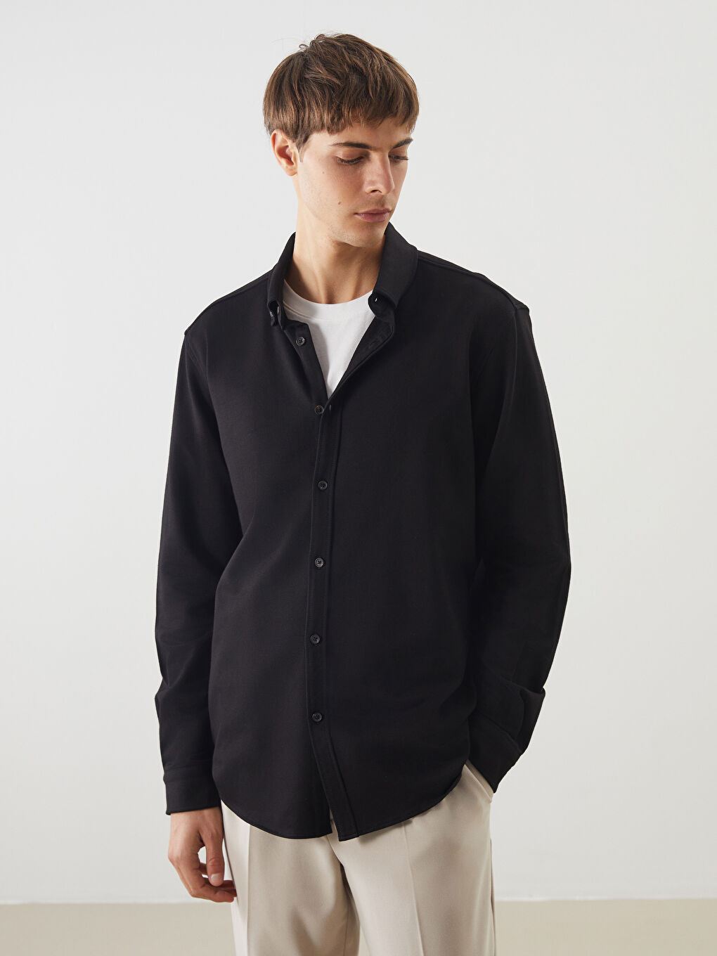 LCW Vision Slim Fit Uzun Kollu Erkek Gömlek -S5M692Z8-CVL