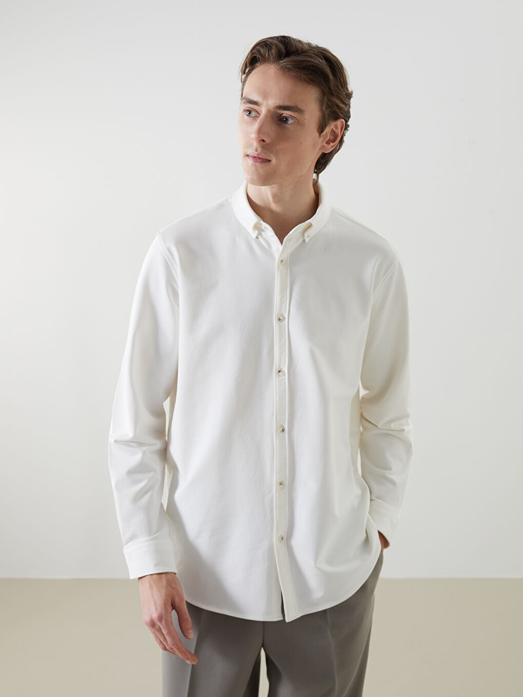 LCW Vision Slim Fit Uzun Kollu Erkek Gömlek -S5M692Z8-R9J