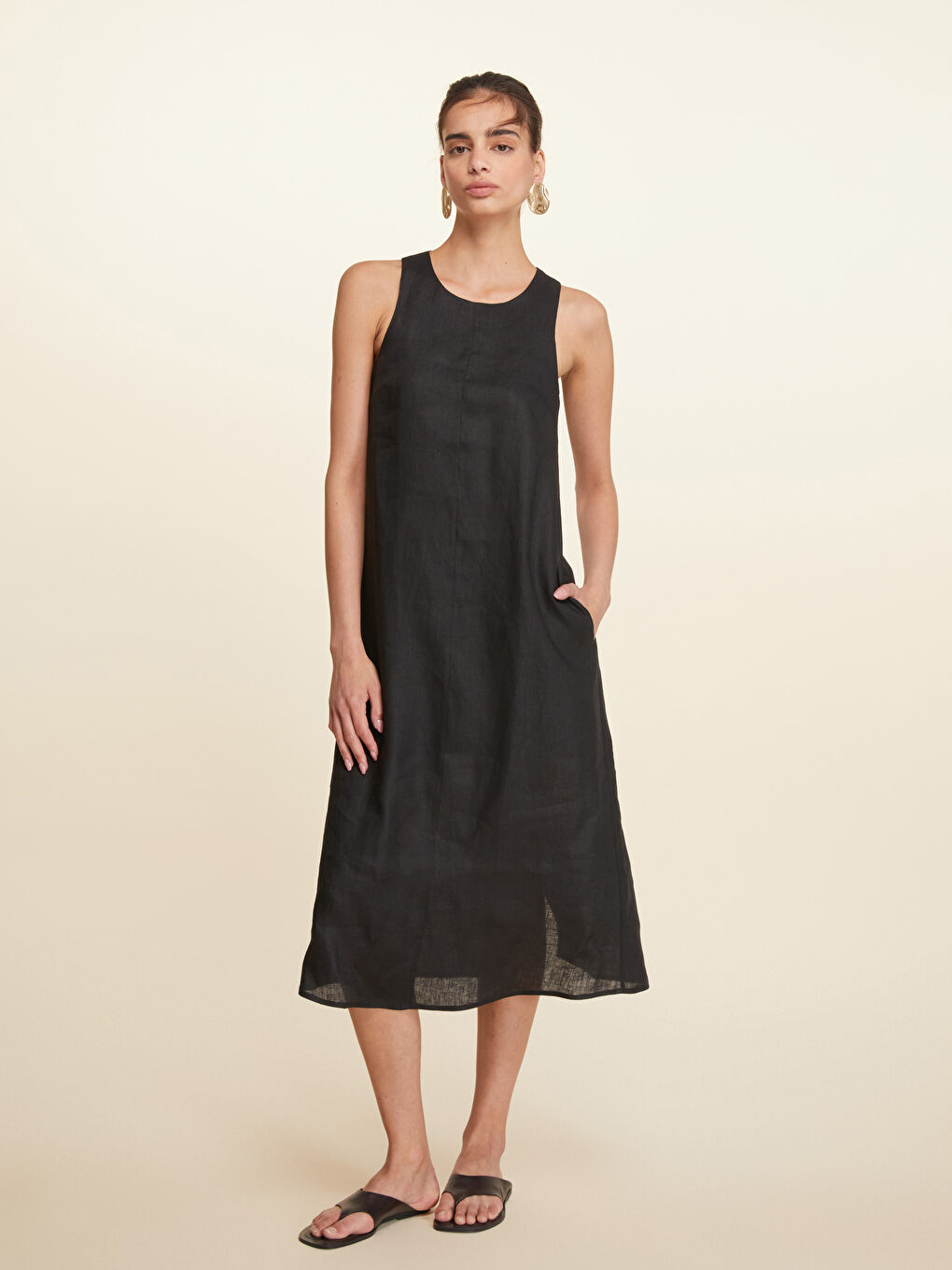 Halter Neck Linen Dress -S5M698Z8-CVL