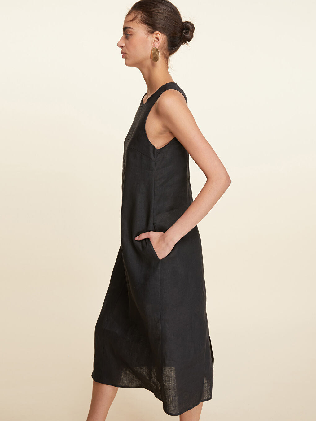 Halter Neck Linen Dress -S5M698Z8-CVL