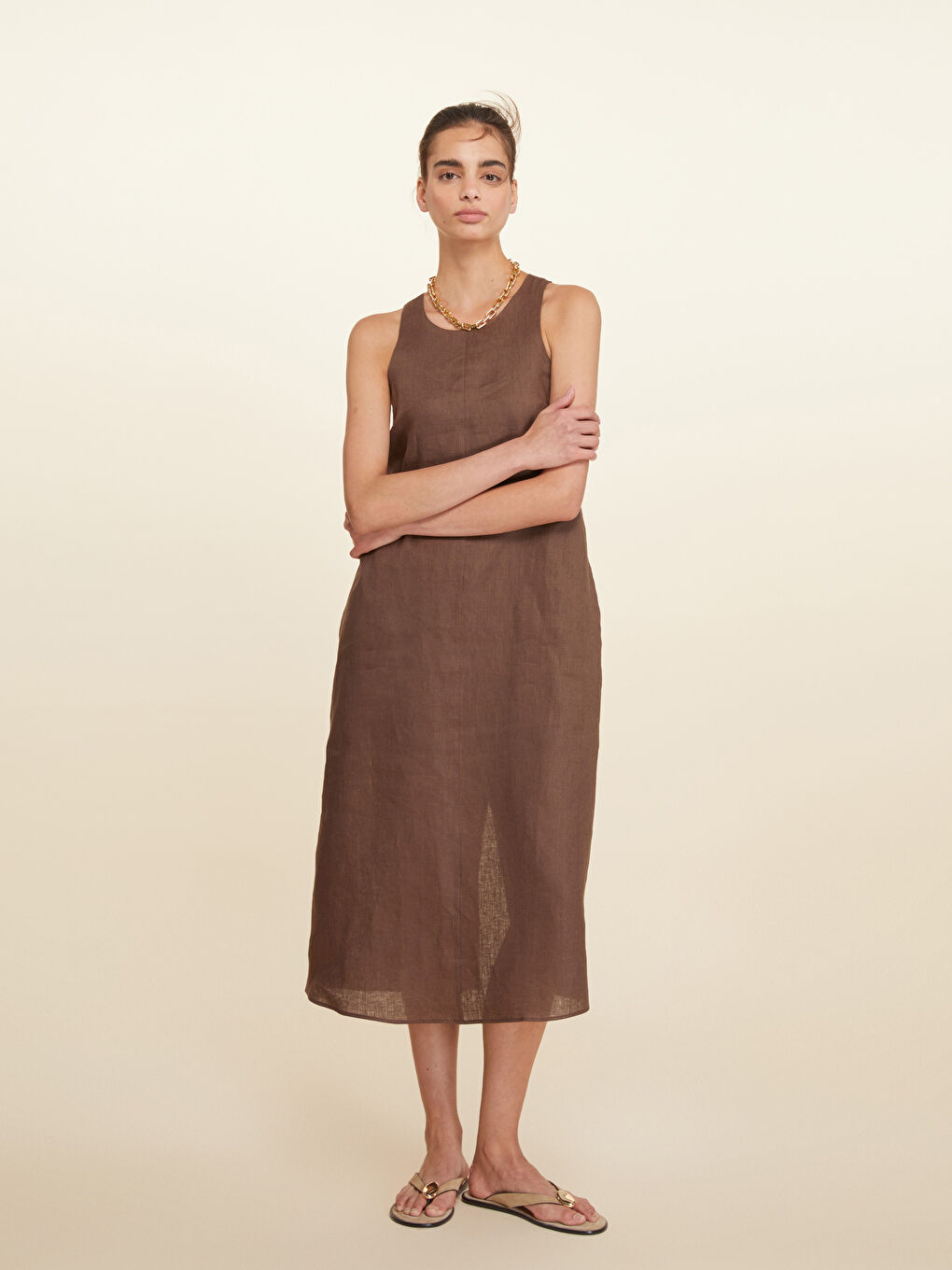 Halter Neck Linen Dress -S5M698Z8-R3C