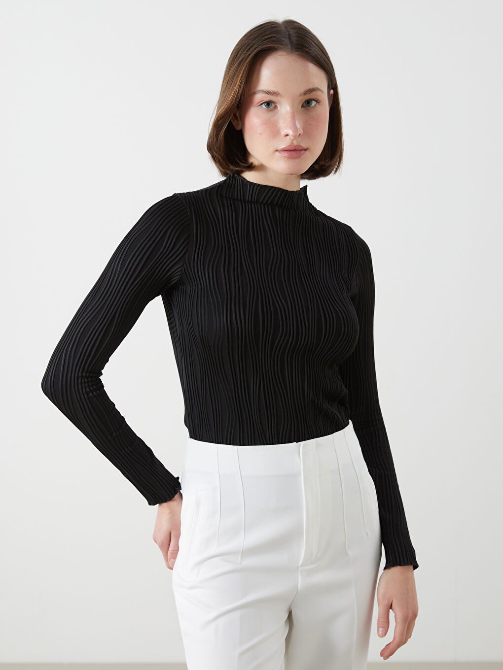 Funnel Neck Textured Women's Body -S5M706Z8-CVL