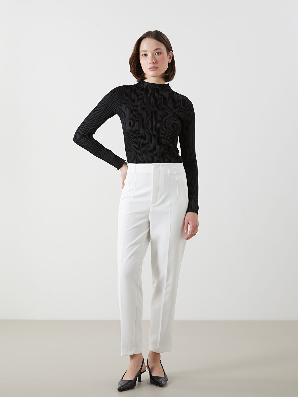 Funnel Neck Textured Women's Body -S5M706Z8-CVL
