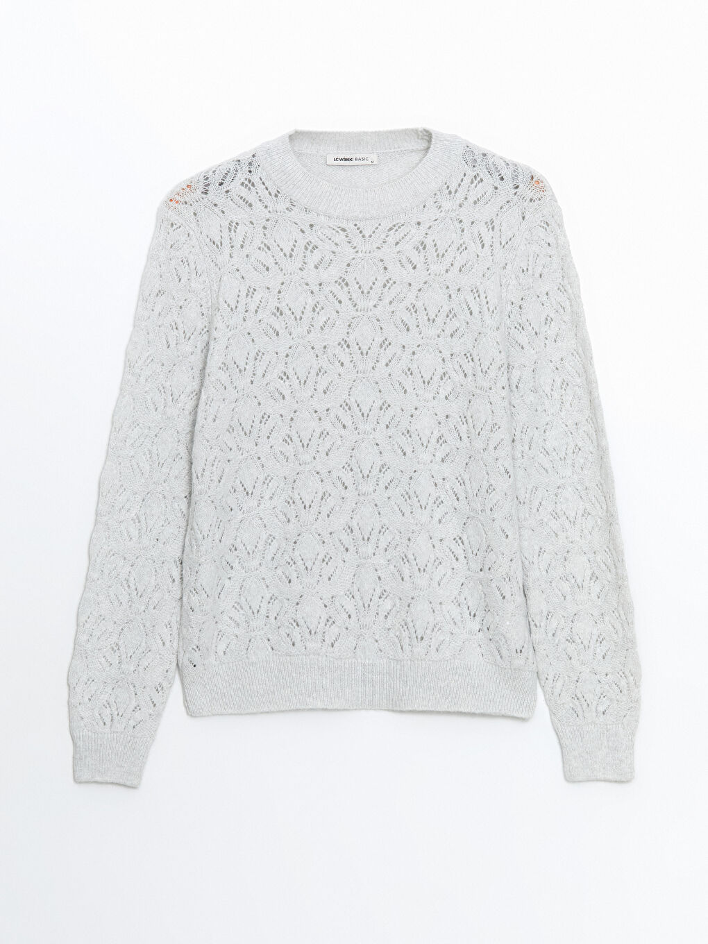 Gri Bisiklet Yaka Ajurlu Kadın Triko Kazak-4