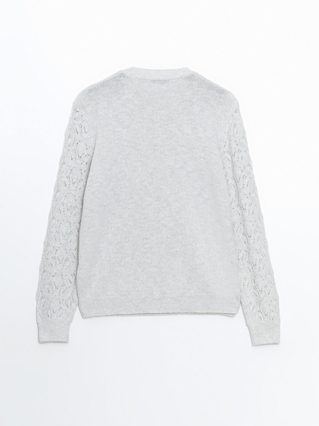 Gri Bisiklet Yaka Ajurlu Kadın Triko Kazak-5