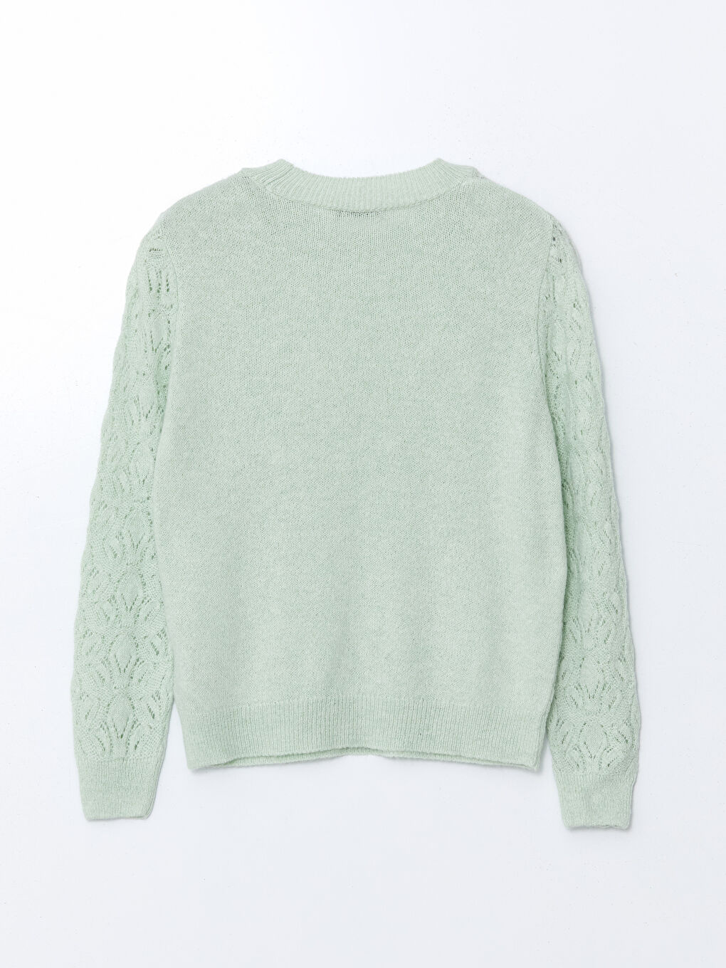 Yeşil Bisiklet Yaka Ajurlu Kadın Triko Kazak-5