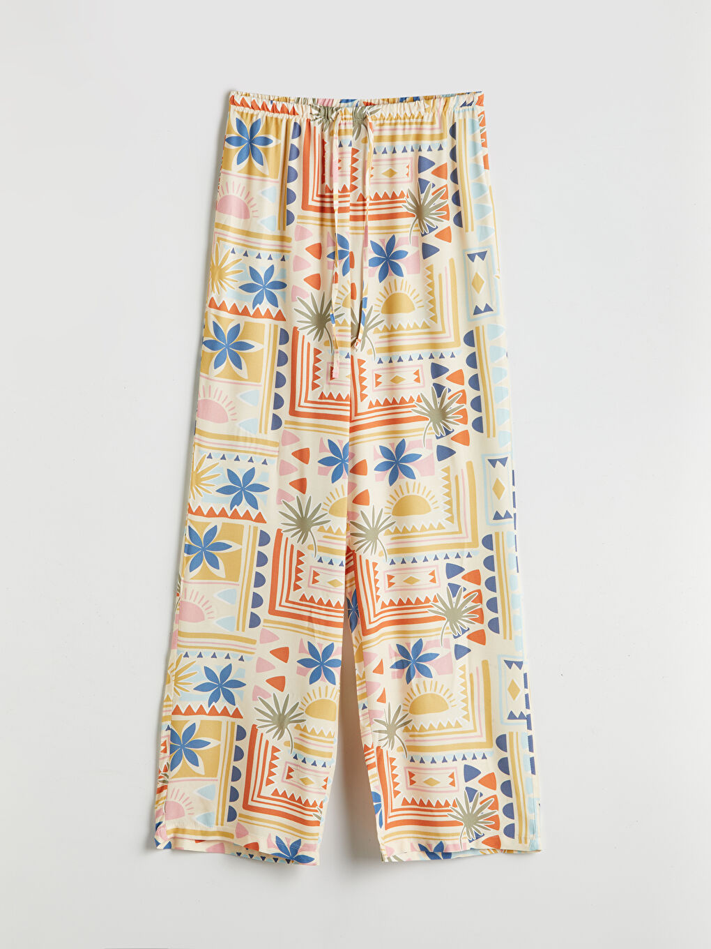 Elastic Waist Patterned Women's Trousers -S5M714Z8-F9C