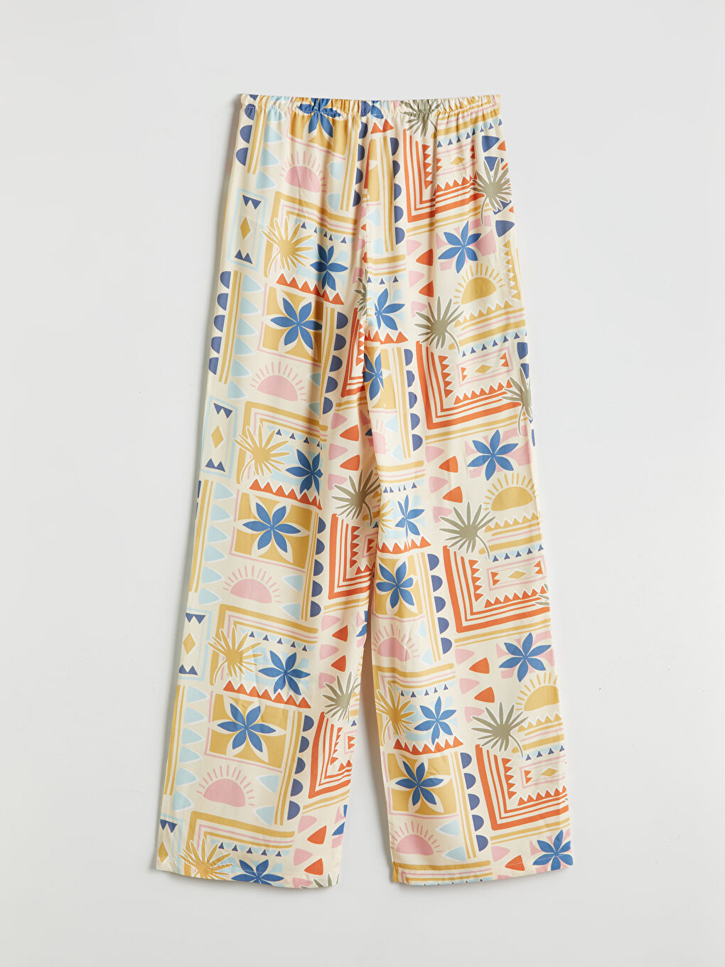 Elastic Waist Patterned Women's Trousers -S5M714Z8-F9C
