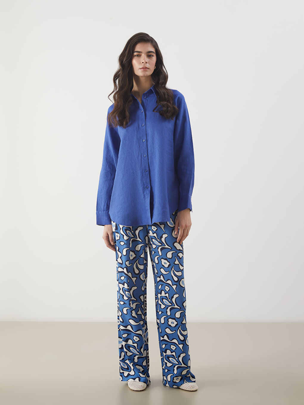 Elastic Waist Patterned Women's Trousers -S5M714Z8-LQQ
