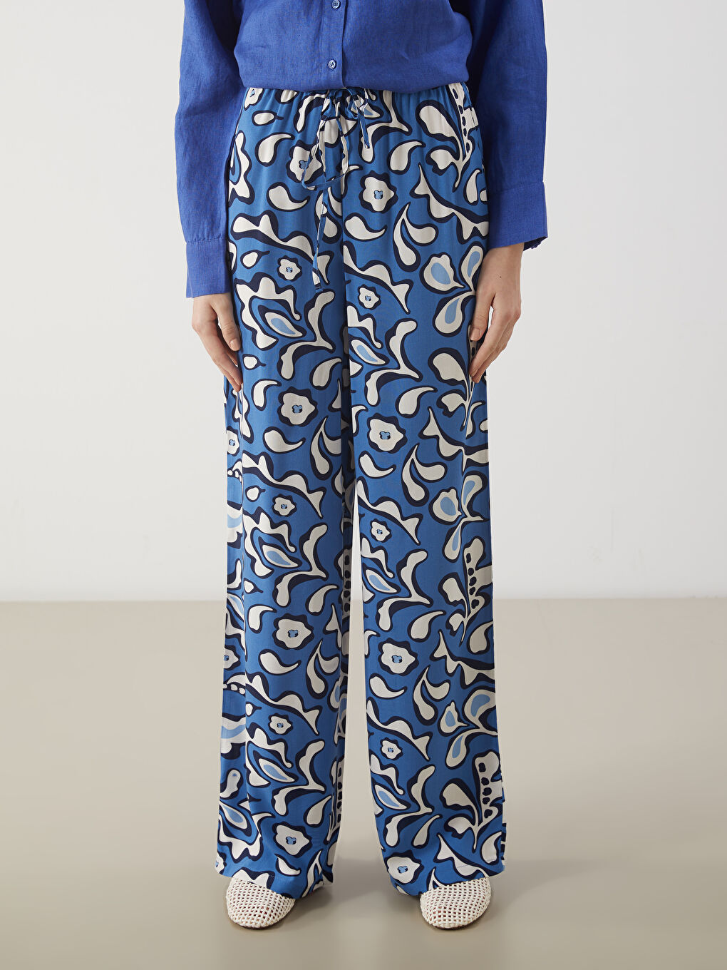 Elastic Waist Patterned Women's Trousers -S5M714Z8-LQQ