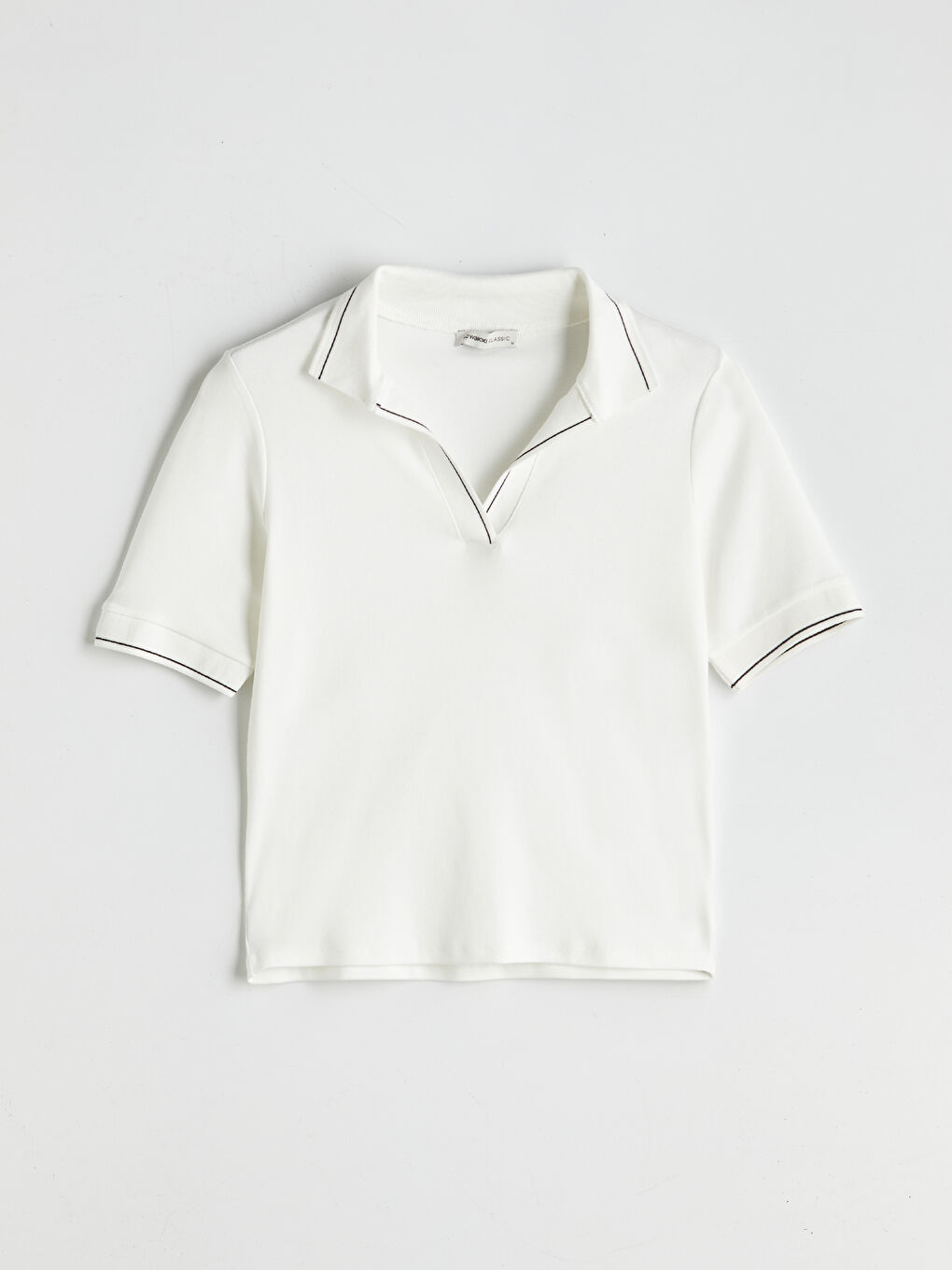 LCWAIKIKI Classic Ekru Polo Yaka Kadın Tişört - 4