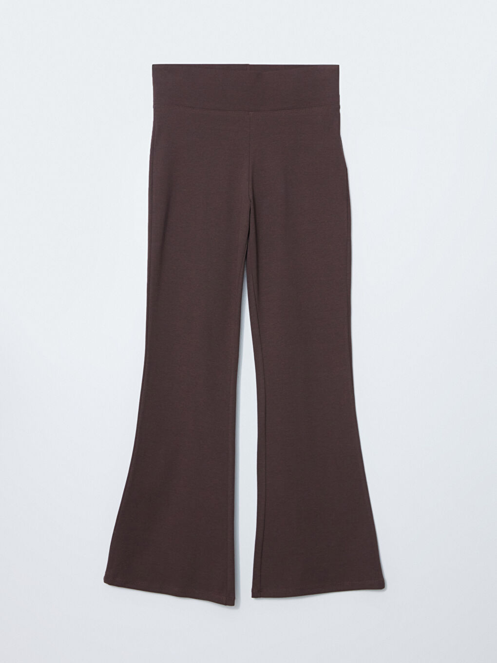 Kahverengi Beli Lastikli İspanyol Paça Kadın Tayt Pantolon-5