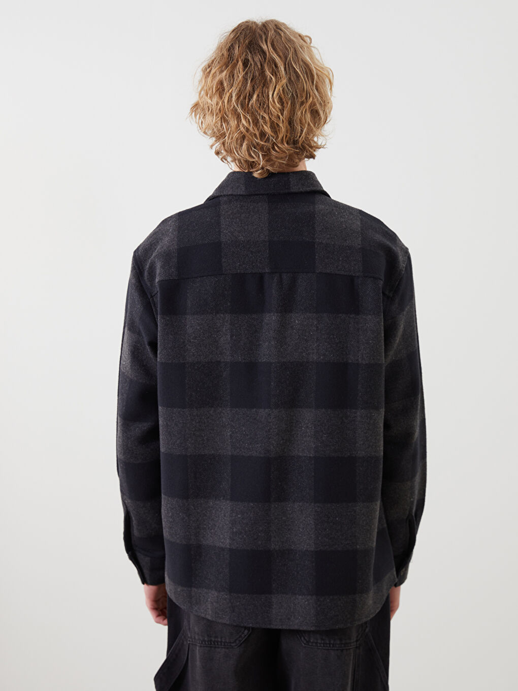 Siyah Regular Fit Uzun Kollu Ekose Erkek Oduncu Gömlek-3