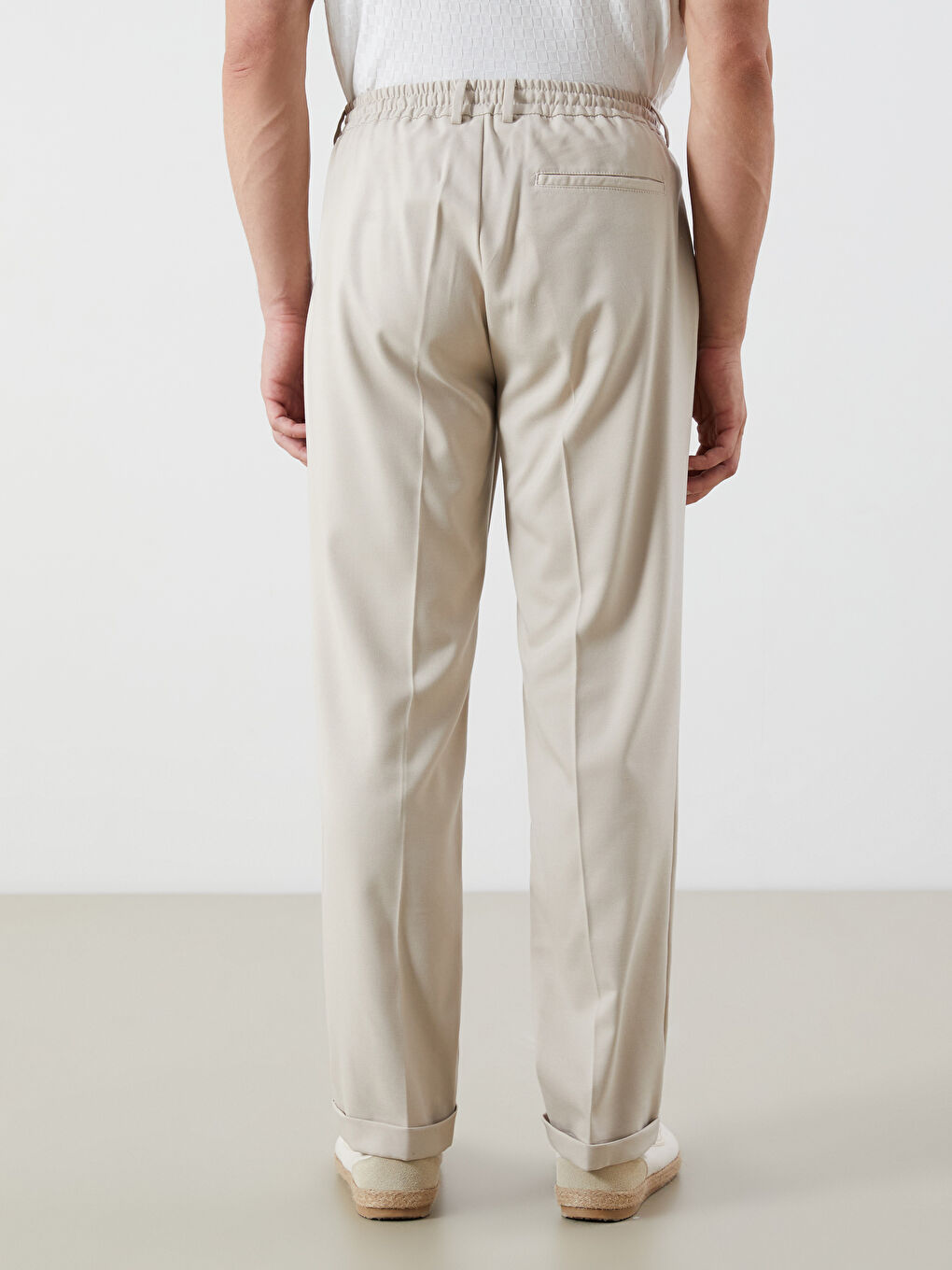 Bej Standart Kalıp Gabardin Erkek Pantolon-3