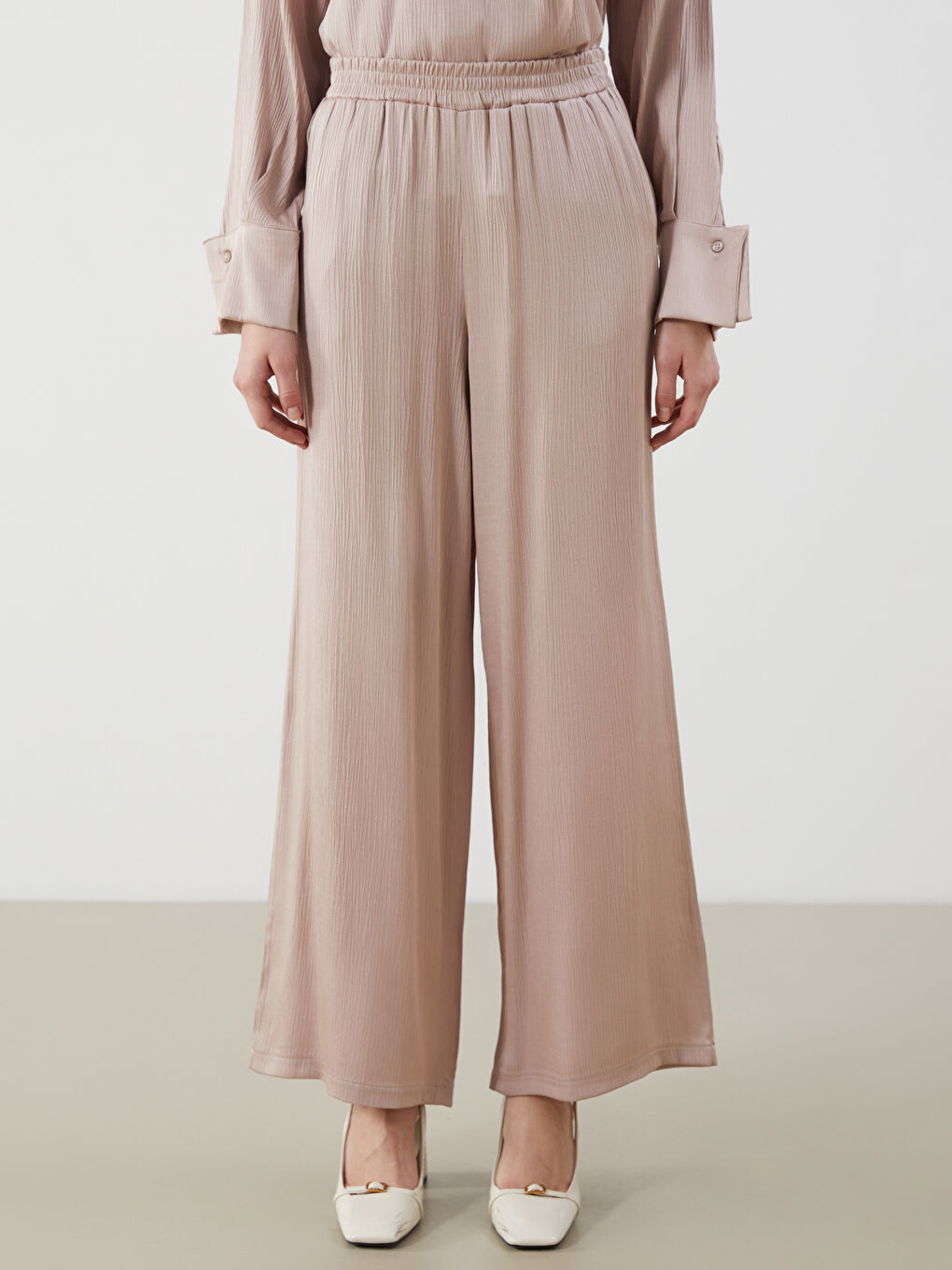 LCW Modest Pembe Beli Lastikli Dokulu Kadın Pantolon - 1
