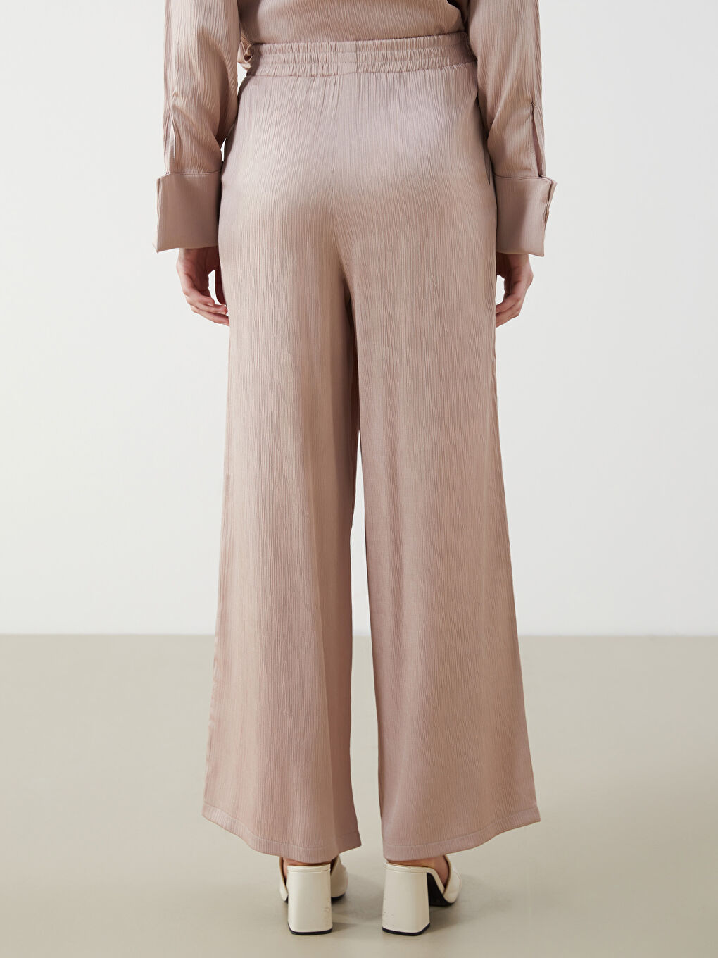 LCW Modest Pembe Beli Lastikli Dokulu Kadın Pantolon - 3