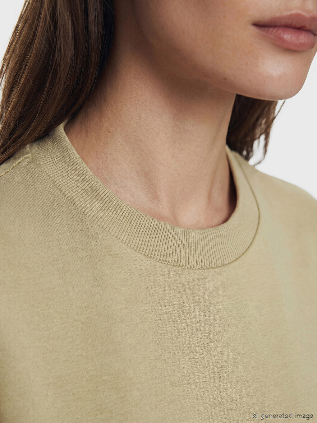 Yeşil Bisiklet Yaka Oversize Kadın Sweatshirt Tunik-2