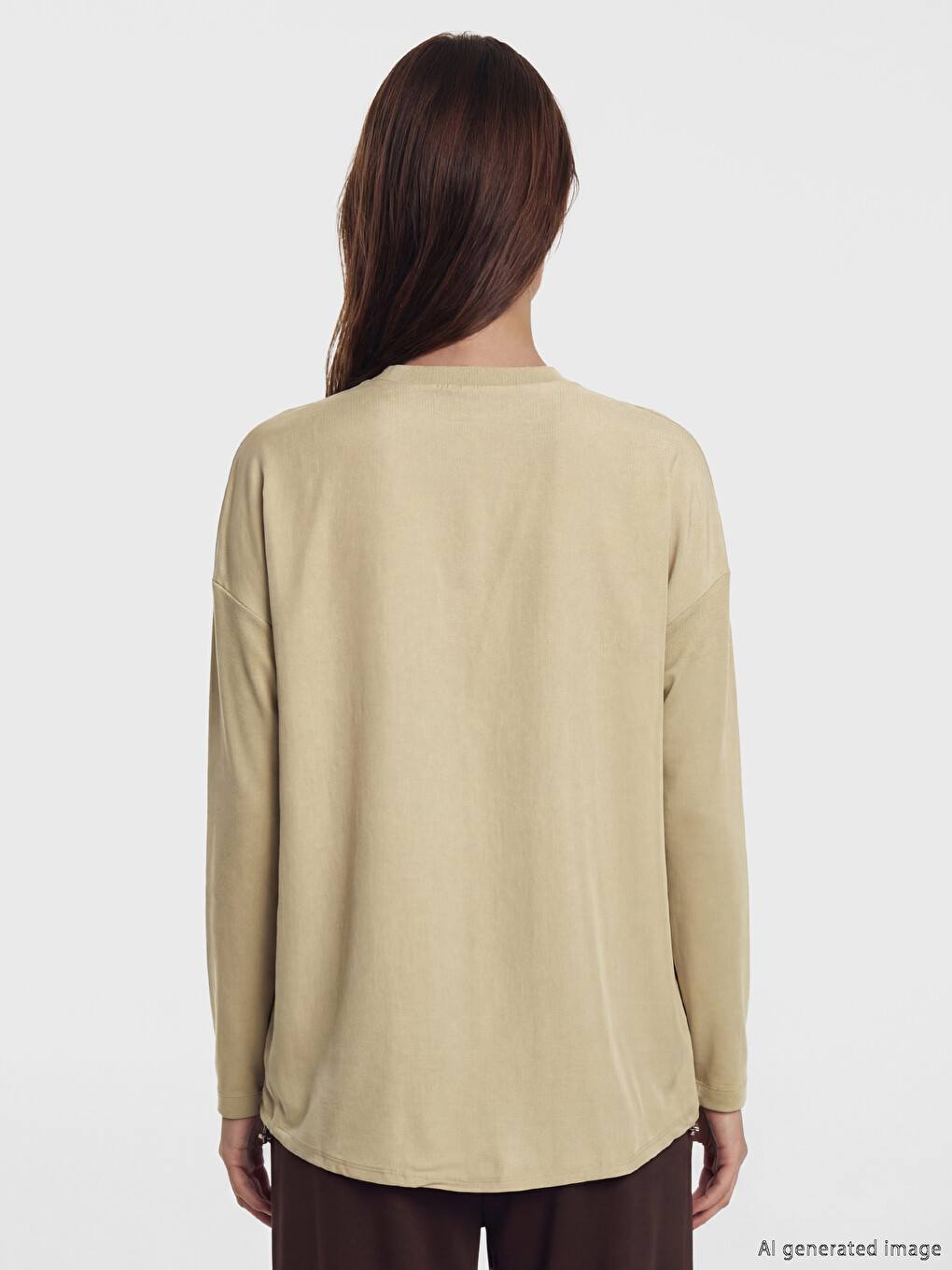 Yeşil Bisiklet Yaka Oversize Kadın Sweatshirt Tunik-3