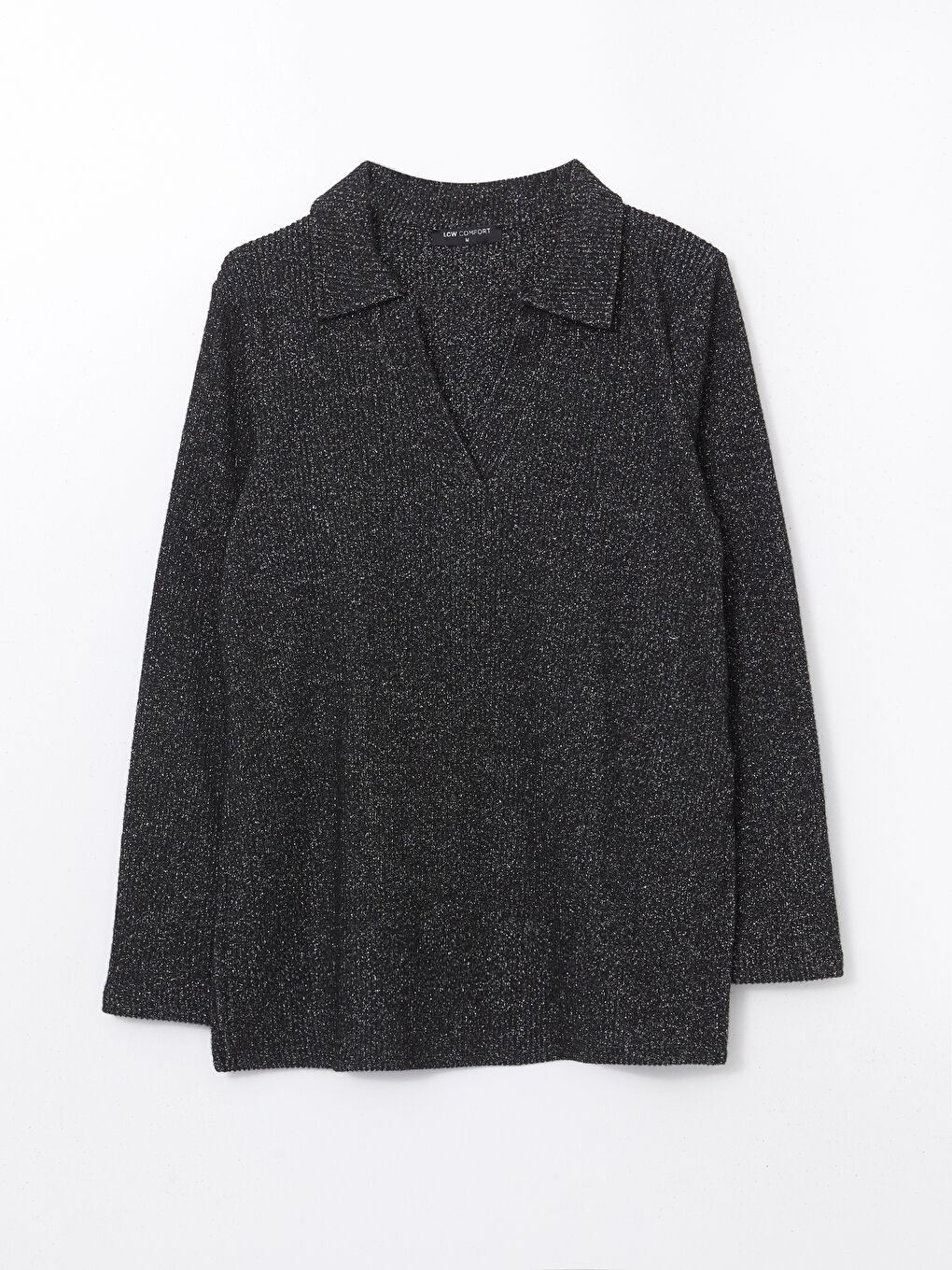 Antrasit Polo Yaka Parlak Görünümlü Kadın Tişört-4