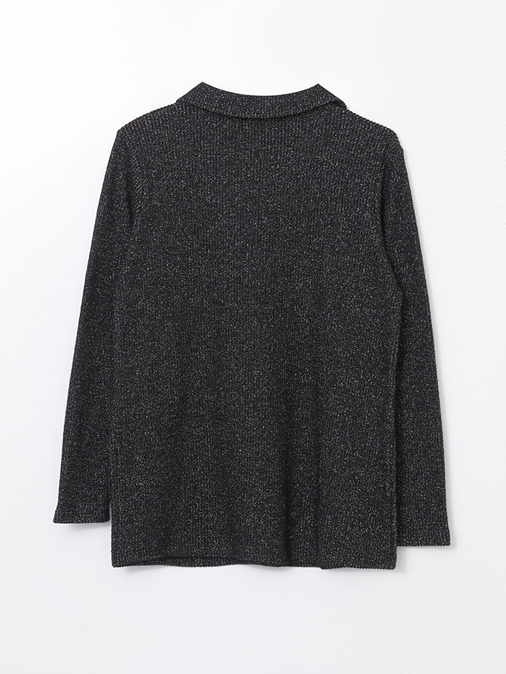 Antrasit Polo Yaka Parlak Görünümlü Kadın Tişört-5