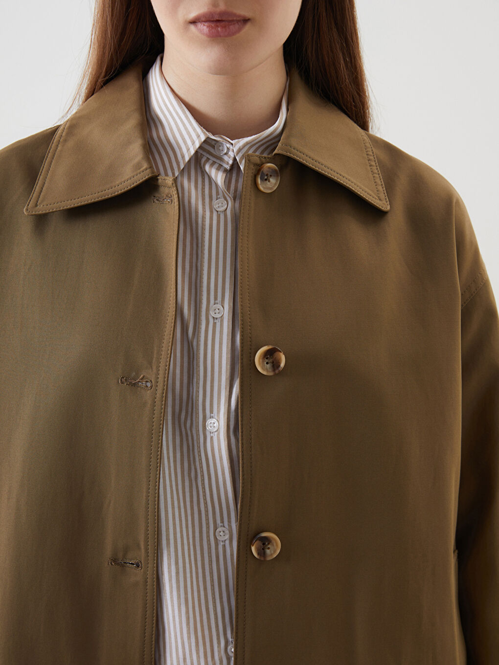 Shirt Collar Oversize Women's Trench Coat -S5M836Z8-D2T
