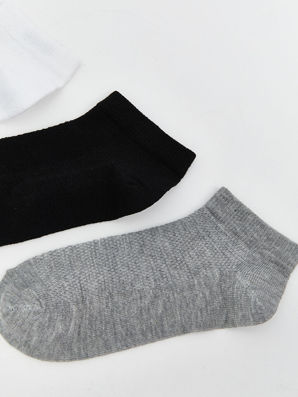 Beyaz Basic Kız Çocuk Patik Çorap 3'lü-1