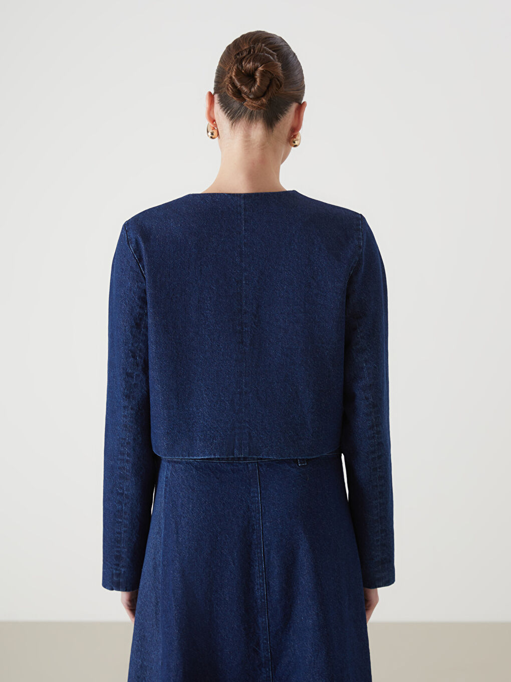 İndigo Bisiklet Yaka Kadın Jean Ceket-3