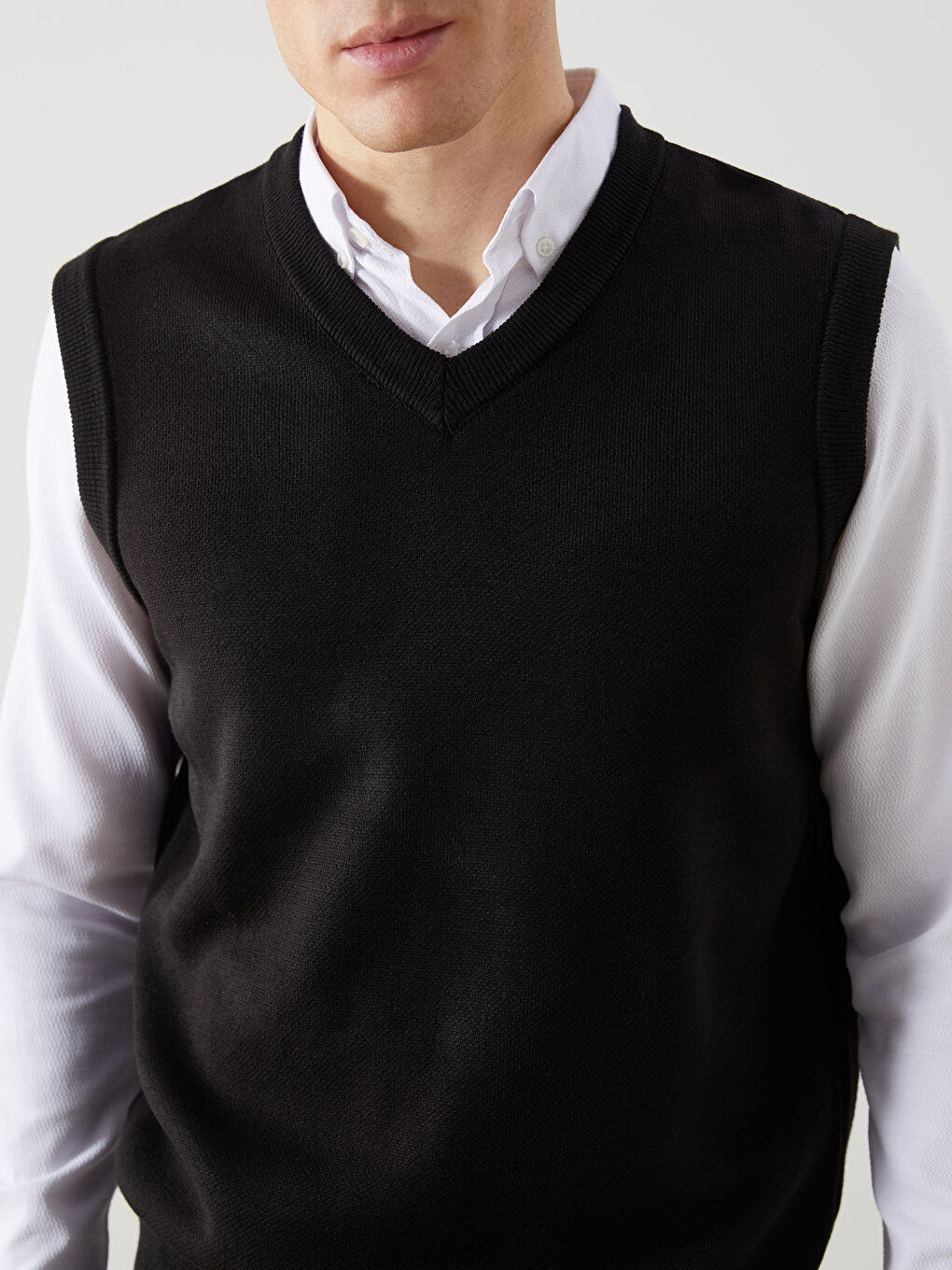 Standard Fit V Neck Men's Knitwear Sweater Vest -S5M906Z8-CVL