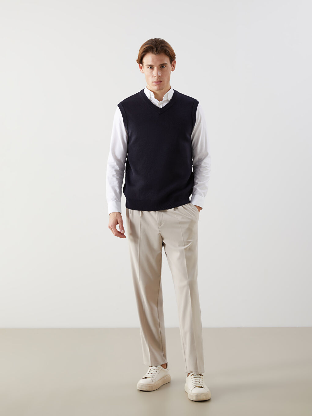 Standard Fit V Neck Men's Knitwear Sweater Vest -S5M906Z8-RFH