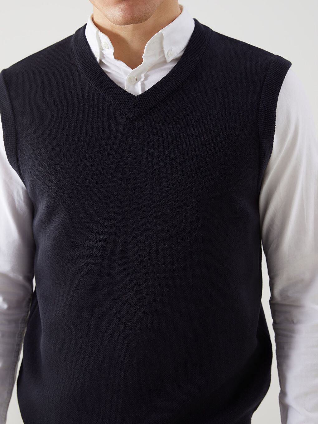 Standard Fit V Neck Men's Knitwear Sweater Vest -S5M906Z8-RFH
