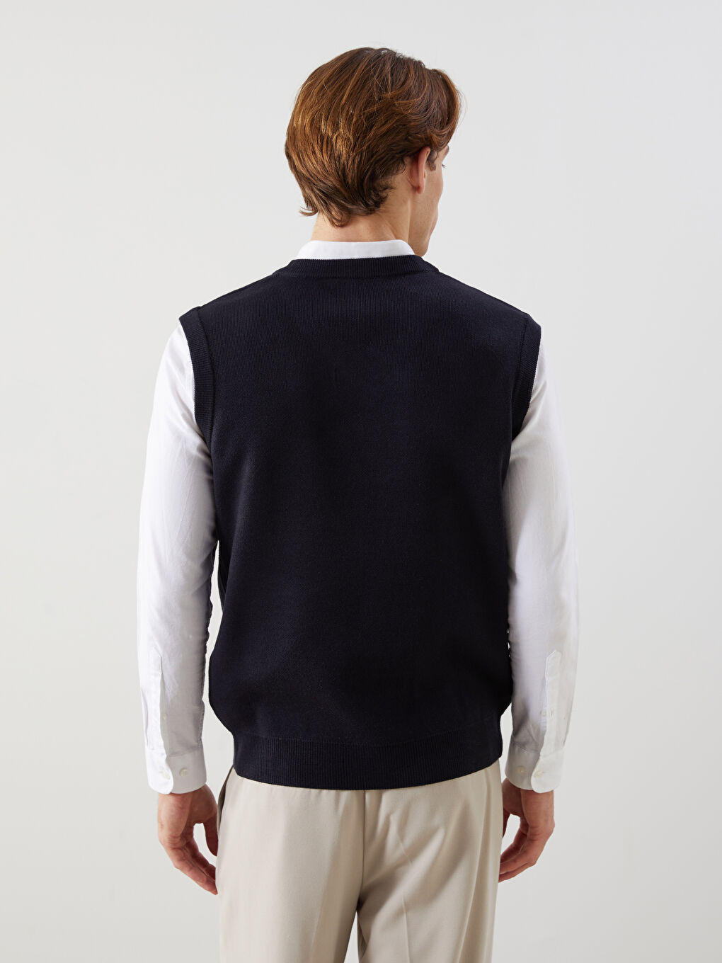 Standard Fit V Neck Men's Knitwear Sweater Vest -S5M906Z8-RFH