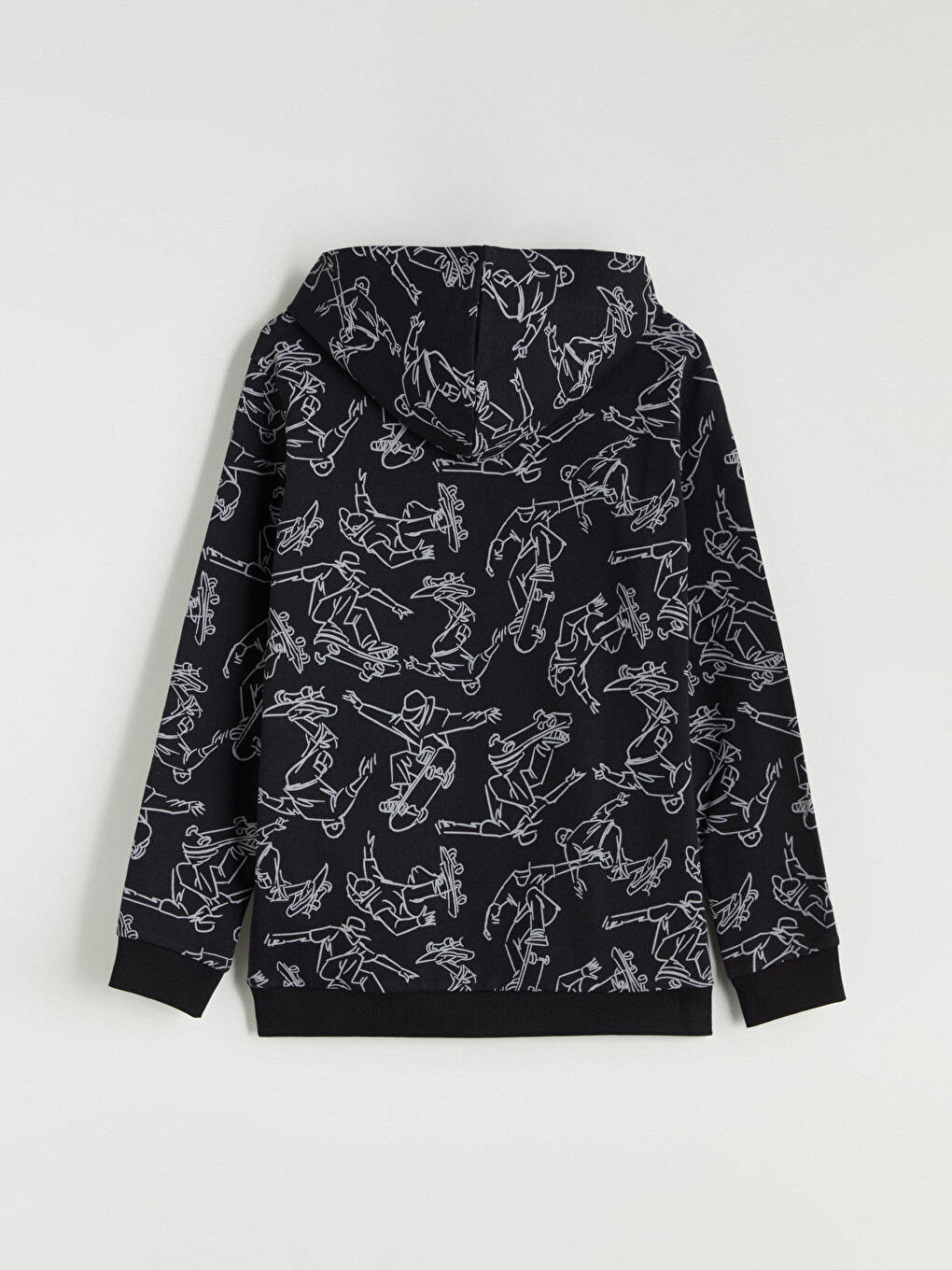 Siyah Kapüşonlu Baskılı Erkek Çocuk Sweatshirt-1