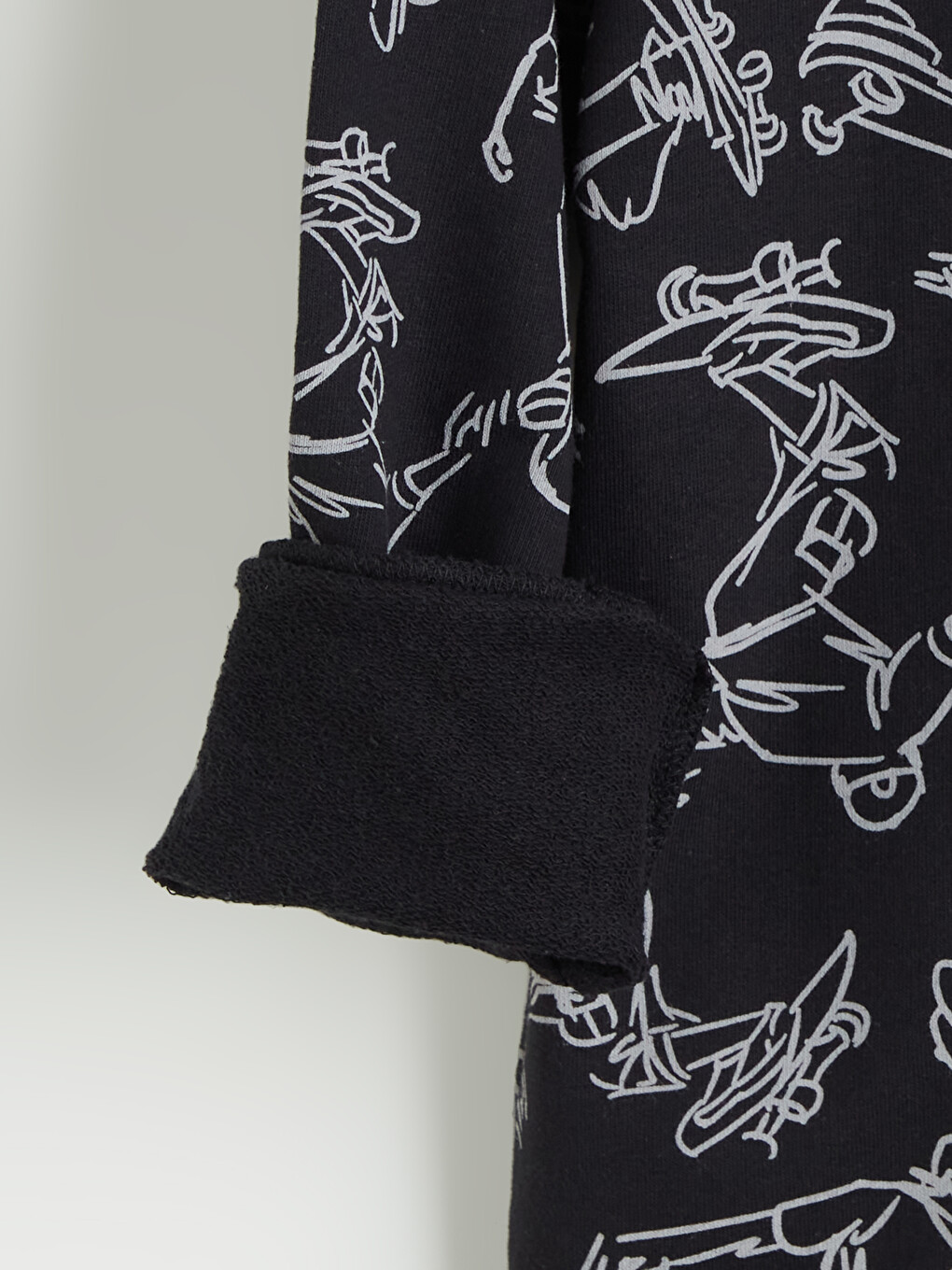 Siyah Kapüşonlu Baskılı Erkek Çocuk Sweatshirt-2
