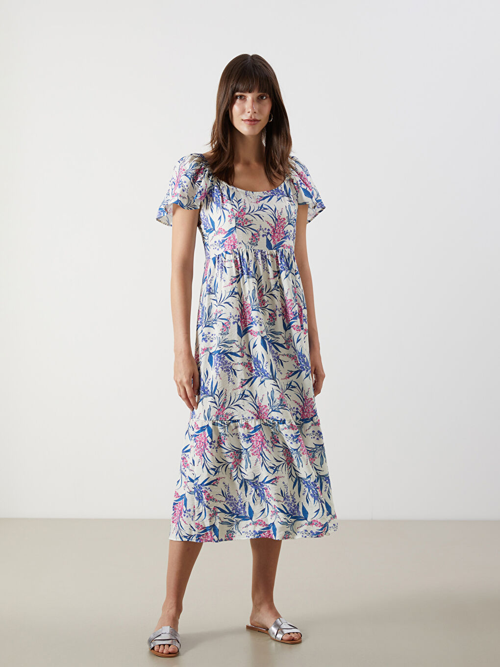 U Neck Floral Dress -S5M946Z8-F9C