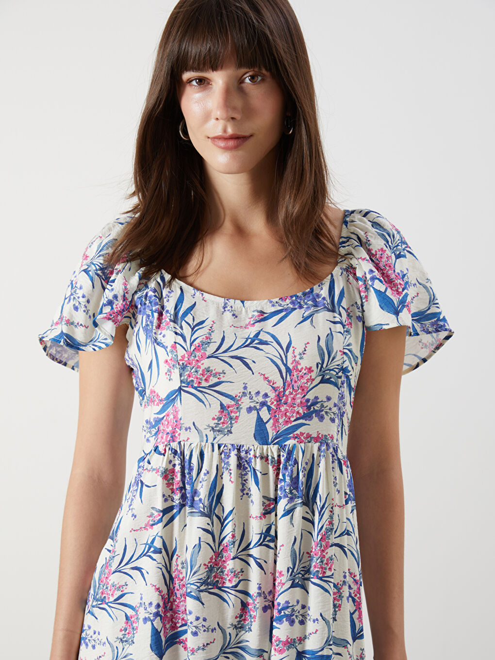 U Neck Floral Dress -S5M946Z8-F9C