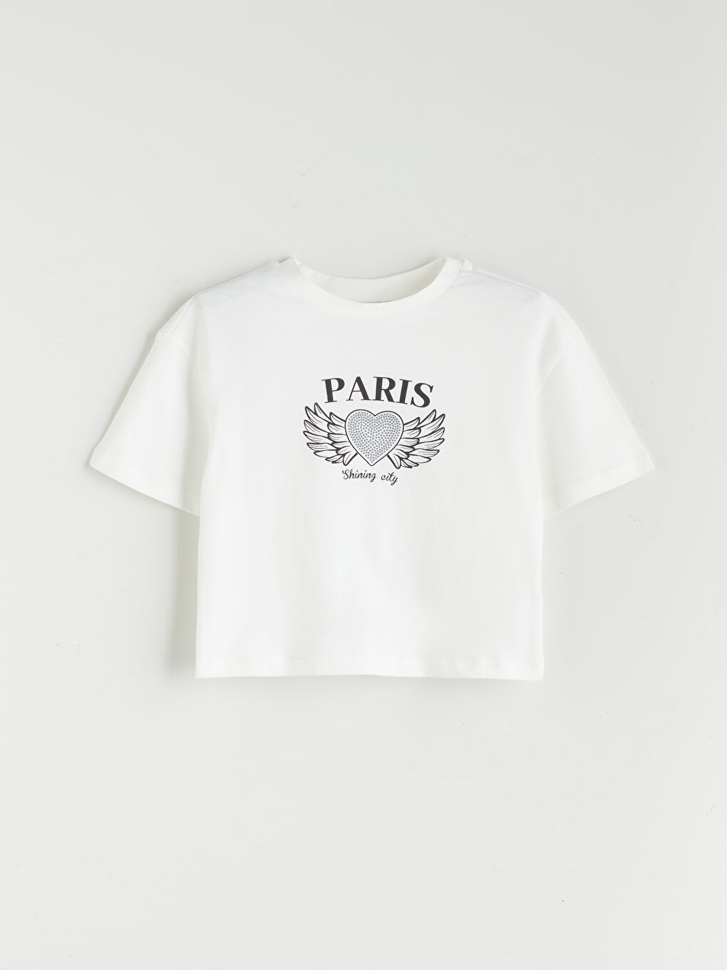 Crew Neck Paris Printed Girls' T-Shirt and Pants-1