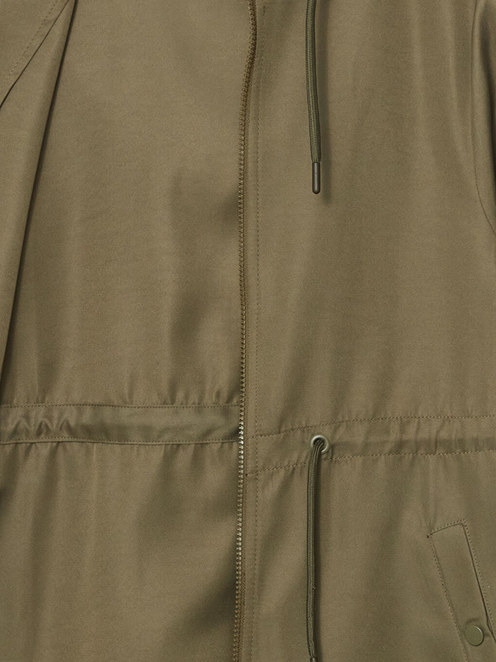 Haki Kapüşonlu Kadın Mont-8