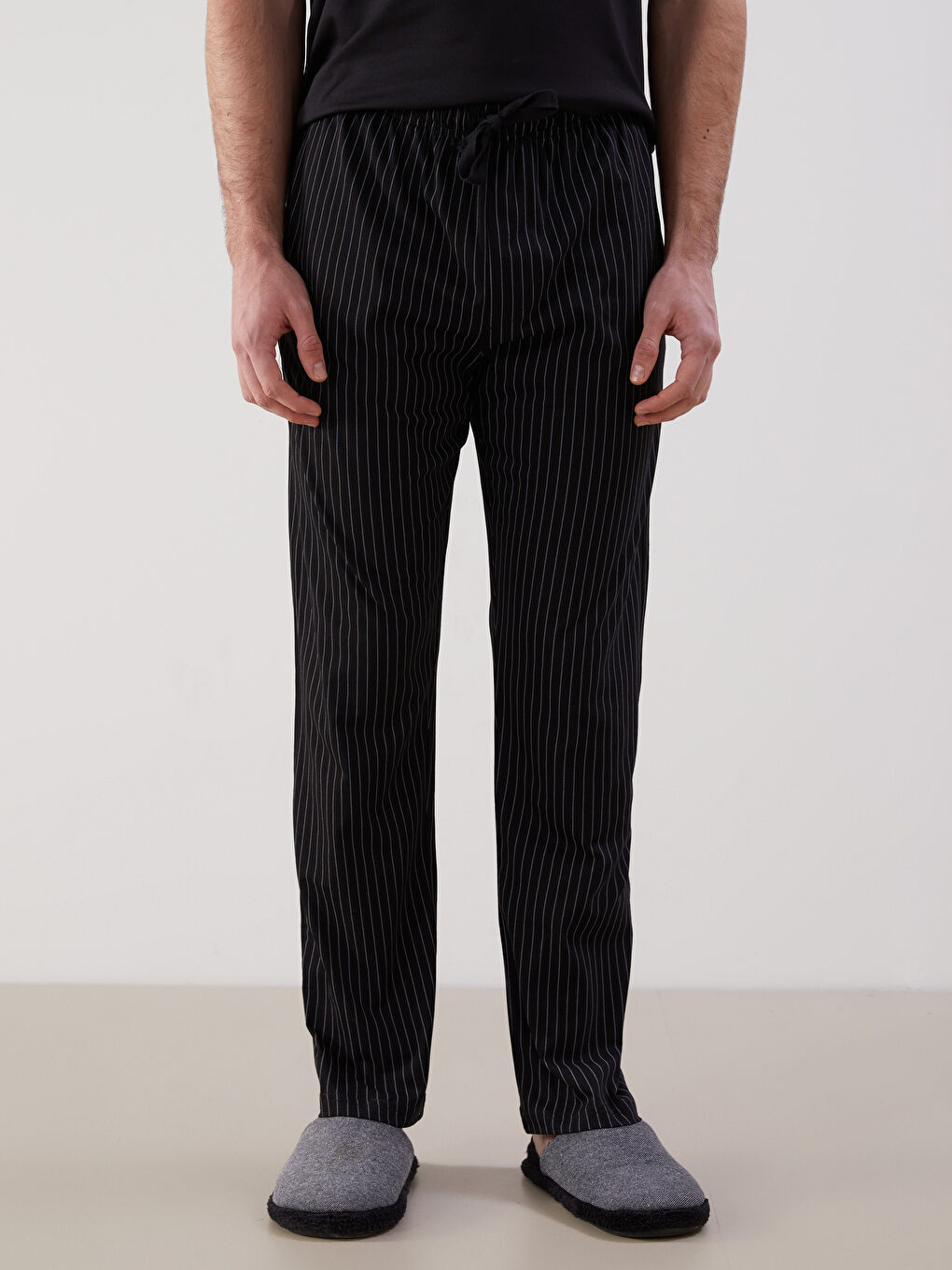 Siyah Standart Kalıp Erkek Pijama Alt-1