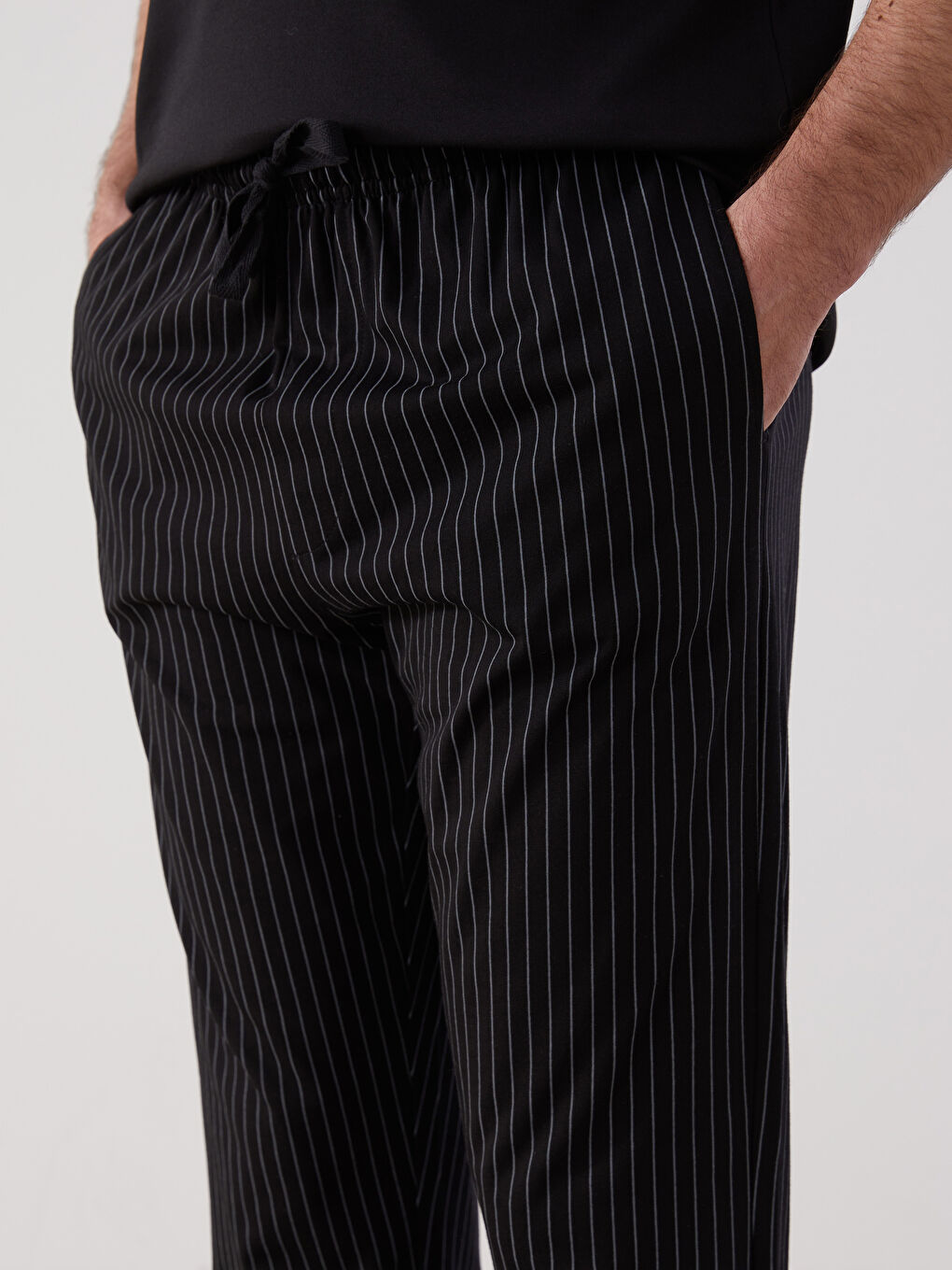 Siyah Standart Kalıp Erkek Pijama Alt-2