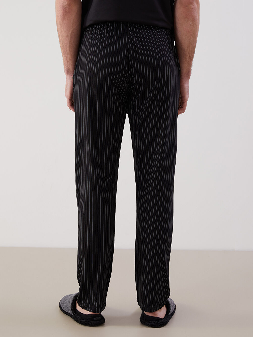 Siyah Standart Kalıp Erkek Pijama Alt-3