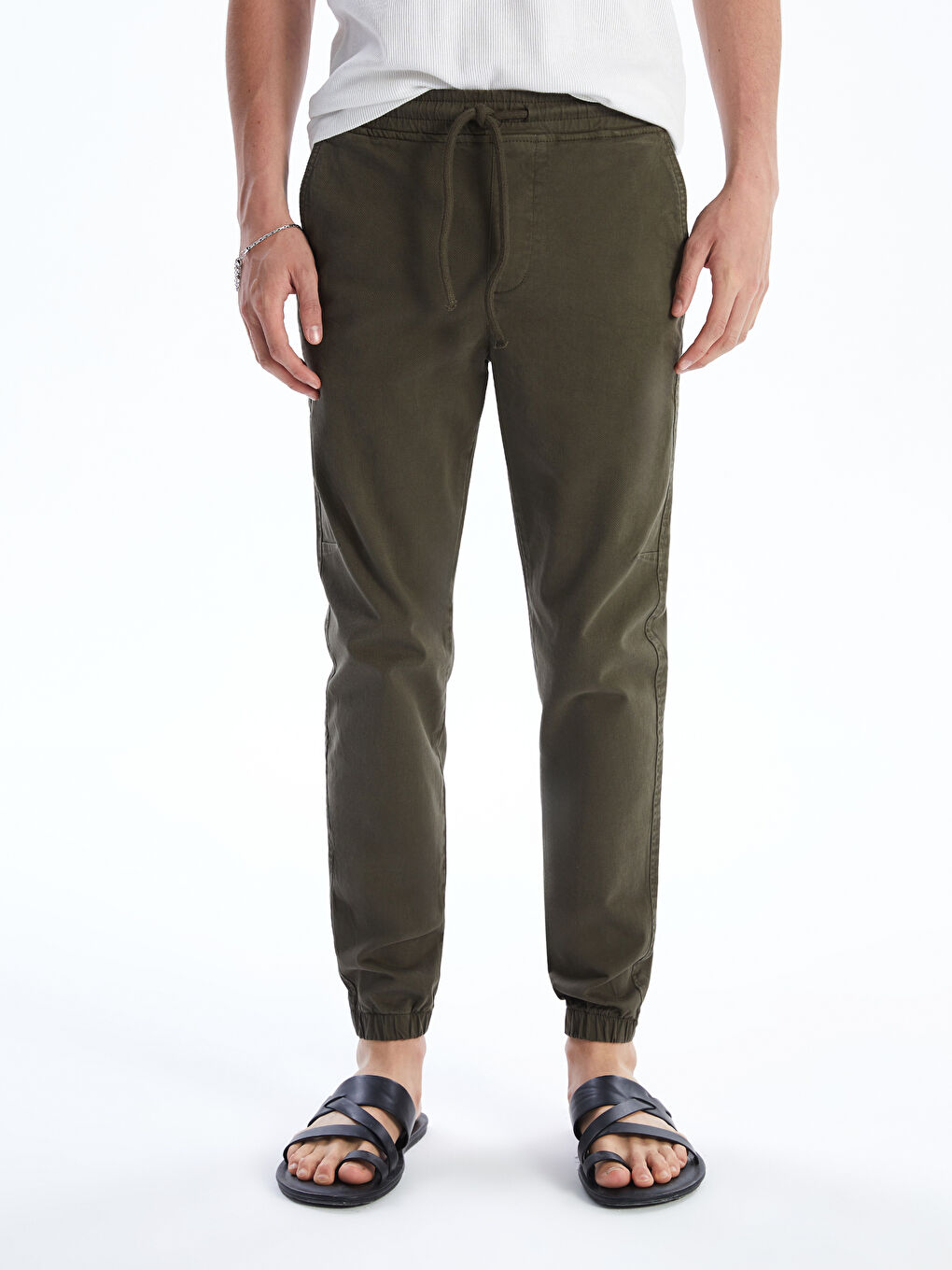 Slim Fit Twill Men's Jogger Trousers-1