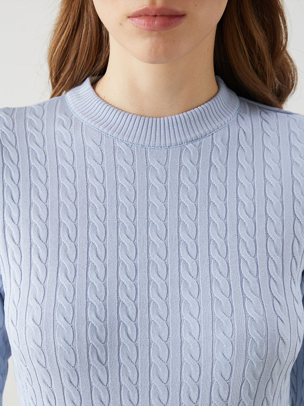 Crew Neck Self-Patterned Women's Knitwear Sweater -S5MA37Z8-E3U