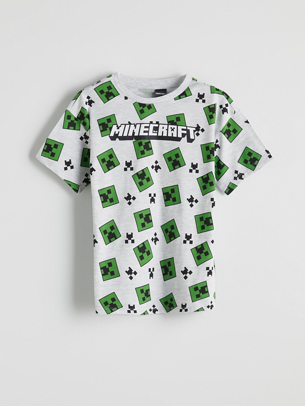 Gri Minecraft Baskılı Erkek Çocuk Pijama Üst