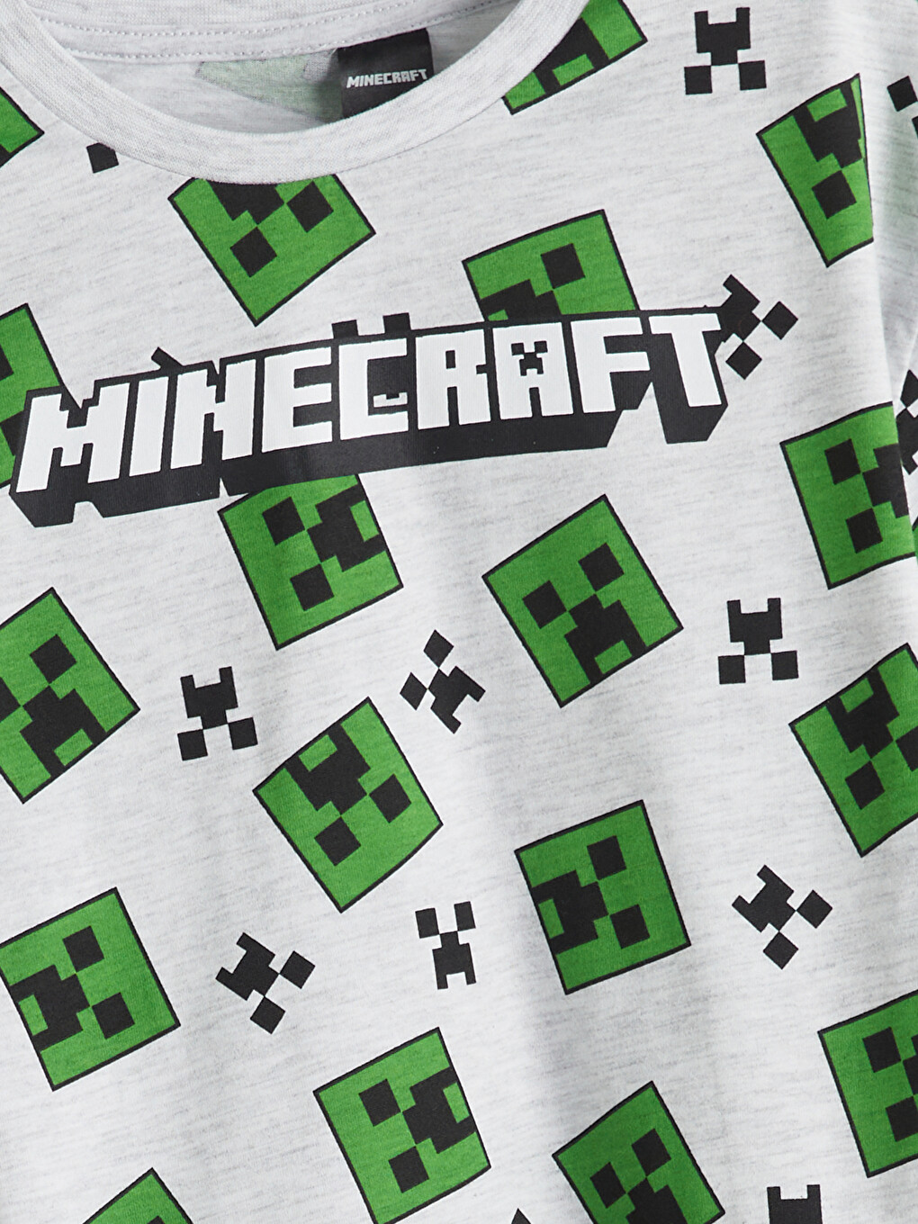 Gri Minecraft Baskılı Erkek Çocuk Pijama Üst-2