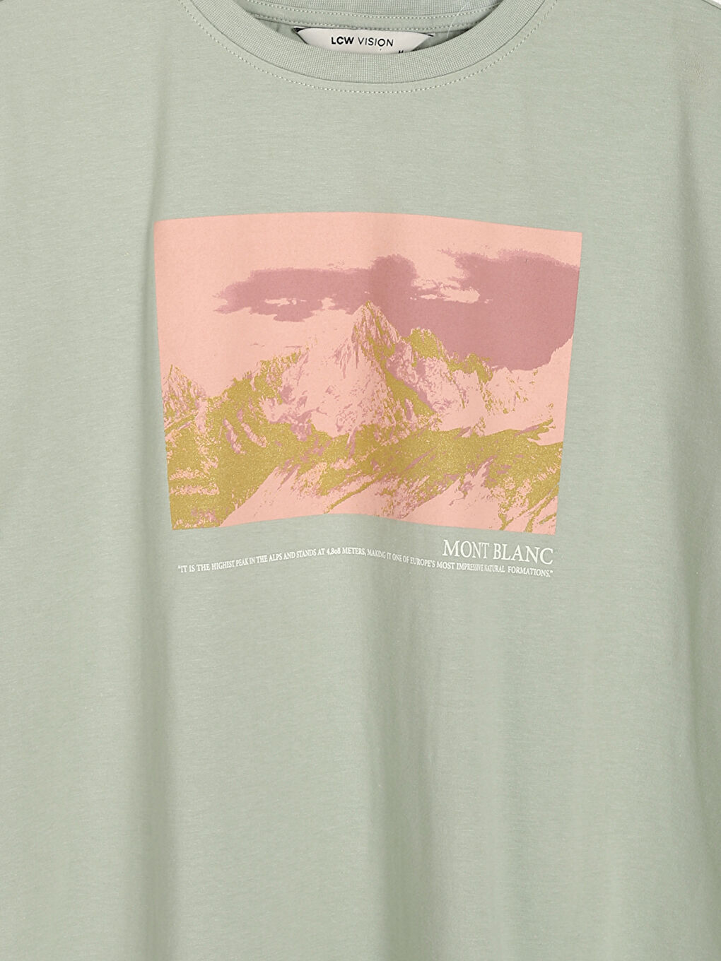 تيشيرت مطبوع بياقة دائرية للسيدات-7